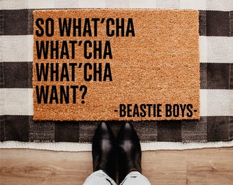 Beastie Boys So Whatcha Want Doormat, Funny Hip Hop Welcome Mat, Retro 90s Music Door Rug, Music Lover Gift, Nostalgic Hip Hop Decor