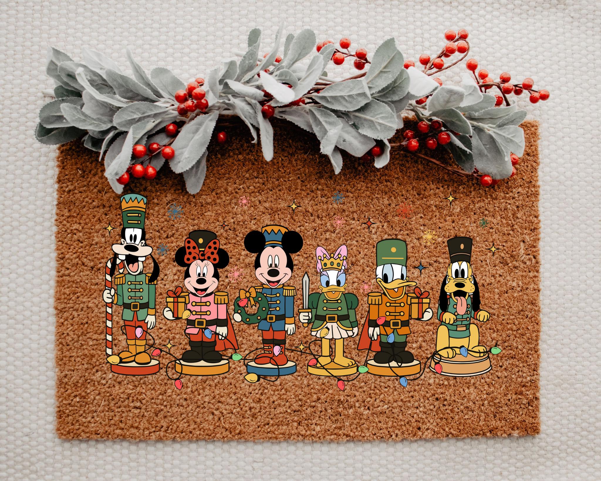 Discover Disney Nutcracker Christmas Doormat with Mickey and Friends Holiday Welcome Rug