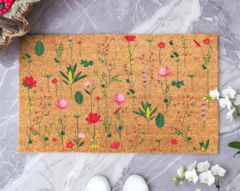 Colorful Wildflower Doormat, Boho Floral Welcome Mat, Spring Summer Porch Decor, Botanical Garden Entryway Mat, Nature Lover Home Gift