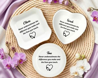 New Nurse Gift Personalized Ring Tray, Graduation RN BSN Nursing Grad Trinket Dish Gifts, Graduation Ring Dish Gift