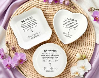 Christian Baptism Ring Dish, Adult Baptism Gift, New Believer Gift, Custom Christening Gift, Bible Verse Trinket Dish, Religious Gifts