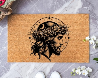 Jesus Doormat, Religious Welcome Mat, Christian Entrance Rug, Christian Home Decor, Religious Gift Idea, Inspirational Front Door Mat