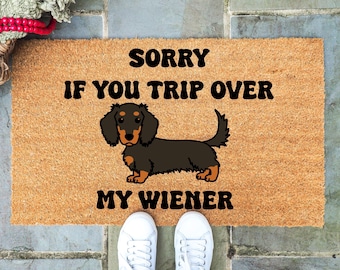 Dachshund Welcome Mat, Sorry If You Trip Over My Wiener Dog Doormat, Weiner Dog Mat, Weenie Dog Doormat, Dachsund Rug, Dog Kennel Doormat