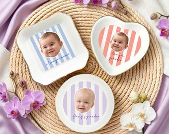 Personalized Photo Ring Dish for Mom, Grandma Nana Gift, Custom Baby Face Jewelry Tray, Mothers Day Gift from Kids Keepsake Dish