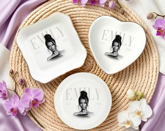 Personalized Photo Trinket Dish, Custom Photo Jewelry Dish for Bridesmaids, Wedding Gift for Bridesmaid, Besties Forever Jewelry Dish
