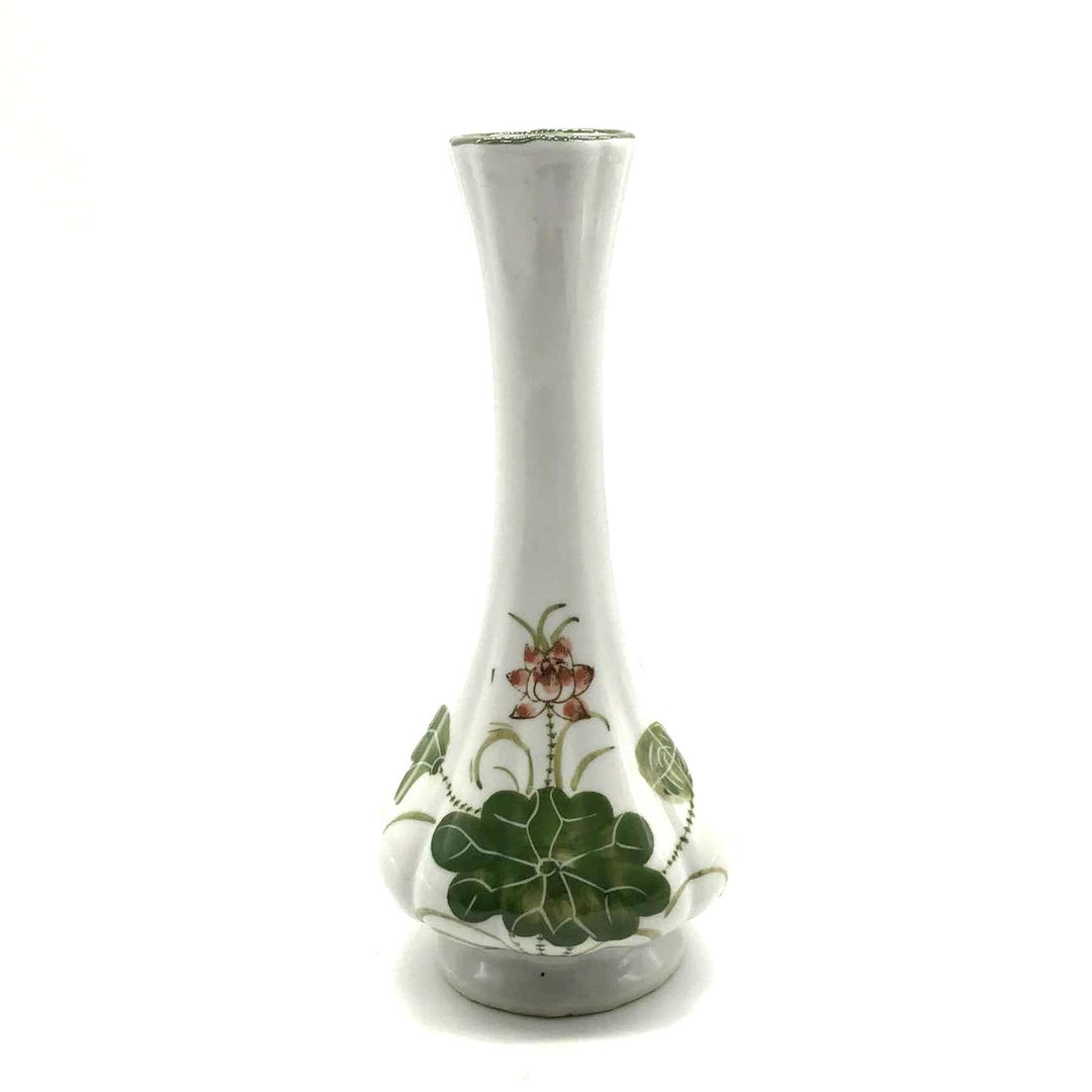 Vintage Porcelain Ribbed Footed Bud Vase Hand Painted Floral - Etsy