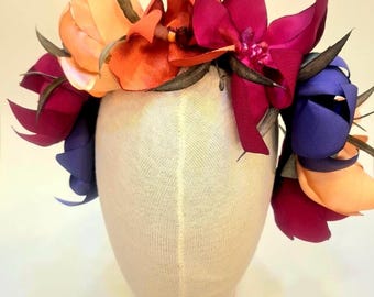 Multi color Fascinator- Dry Flower Hand made Headband -Tea party or horse race.