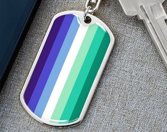 Gay Male MLM Men Loving Men Pride Flag Engraved Keychain, Personalized Coming Out Gift, Best Friend Gift, Identity Pride, Valentine Present