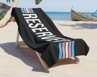 Transgender Beach Towel, Reserved Beach Towel With Trans Pride Flag, Transgender Pride Accessories, Gift Idea For Best Friend, Trans Gifts