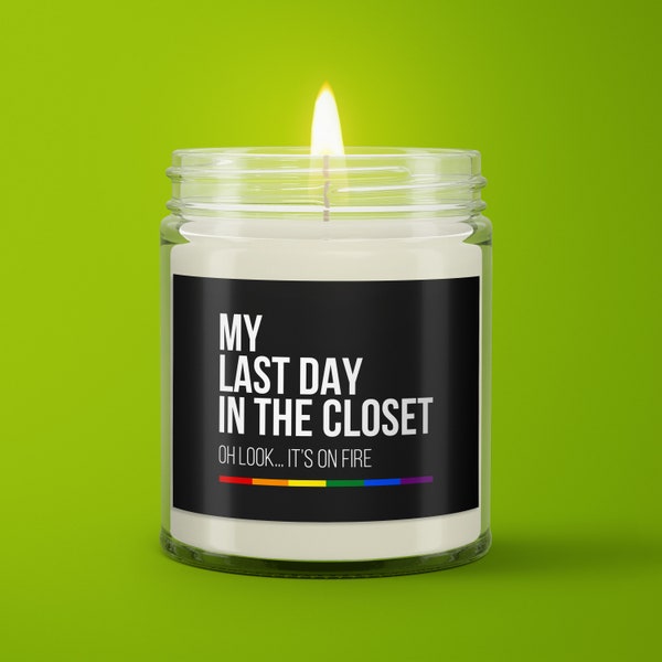 Gay Pride Candle, Coming Out Gift, Out Of The Closet, LGBT Home Decor, Self Love Candle, Funny Gay Gifts, Lesbian Candle, Rainbow Candles