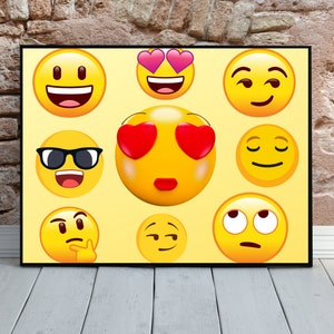 Emoji Faces - Home Décor, Digital Art, Printed Wall Art, Wall Decor, Wall Hangings, Digital Prints, Digital Downloads, Printed Art