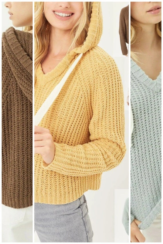 Waffle Knit Drawstring Hoodies Women's Sweatshirt Etsy