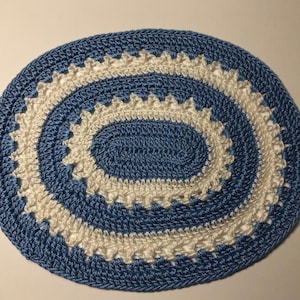 Large, Medium blue and white rug for your little boy&#39;s room. Dollhouse 1:12 scale