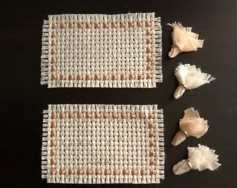 Set of two Peach Placemats for 1 inch scale Dollhouse