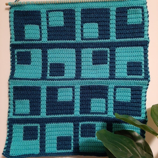 Retro Cubed Mosaic Crochet Beginner Wall Hanging and Mug Rug Pattern