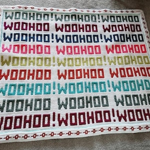 WOOHOO! Mosaic Crochet Throw Blanket Pattern