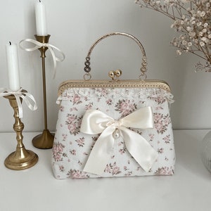 Bolso con cierre Celestine - Bolso con cierre hecho a mano - Bolso de mano con flores - Regalos para ella