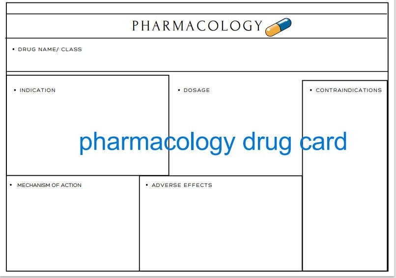Pharmacology Drug Card Template Etsy Pharmacology Drug Card Template Etsy