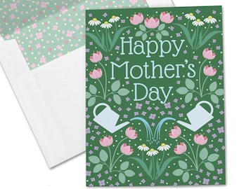 Happy Mother's Day Card ~ Gardener Mom ~ Blank Floral Notecard for Mother, Mother-in-law, Mum