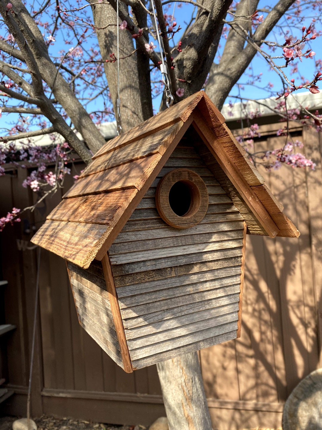Rustic Birdhouse Redwood Handmade Birdhouse Custom Birdhouse Birdhouse