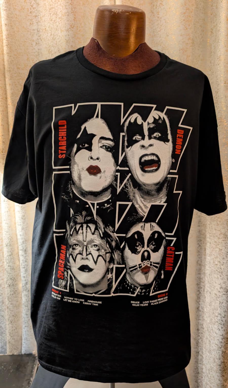 Officially Licensed Merch Kiss Debut Album Black Rock Band T-shirt