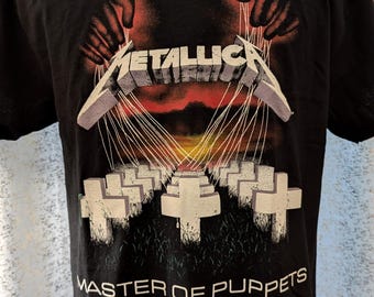 Officially Licensed Metallica " Master Of Puppets" Double-Sided Rock Band T-Shirt