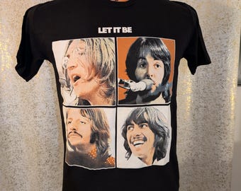 Officially Licensed Let It Be by The Beatles Black Rock Band T-Shirt