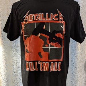 Camiseta oficial de Metallica Kill 'Em All de doble cara