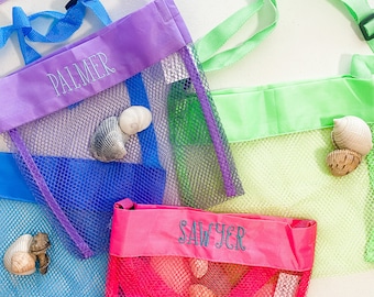 Kids Mesh Beach Bag , Personalized Beach Bag for Kids , Seashell Bag for Kids