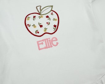 Back To School Shirt , Personalized Back To School Shirt , Embroidered School Shirt , School Apple Shirt , Girl School Shirt , Floral Apple