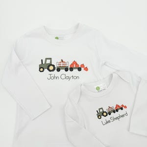 Boys Pumpkin Shirt / Embroidered Pumpkin Shirt / Boys Tractor Shirt / Pumpkin Patch Outifit / Pumpkin Tractor