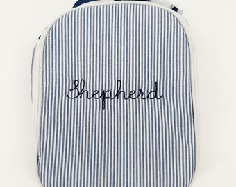 Embroidered Personalized Seersucker Lunch Box