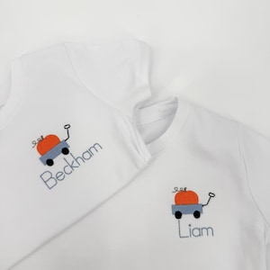 Boys Pumpkin Shirt / Embroidered Pumpkin Shirt / Pumpkin Wagon / Pumpkin Romper / Mini Pumpkin