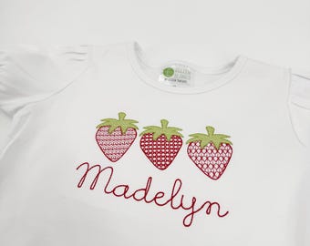Personalized Strawberry Embroidered Shirt