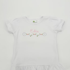 Girls Floral Vine Monogrammed Shirt/ Girls Flower Shirt/ Floral embroidered shirt/ Girls Summer Outfit