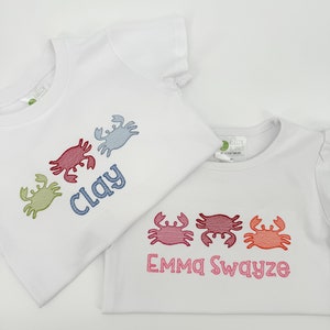Summer Shirt, Crab Shirt, Beach Shirt, Beach Embroidery, Kids shirt