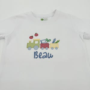 School Embroidered Shirt / Personalized Back To School Shirt / Name Shirt / Boys Train Shirt / School Supplies Train