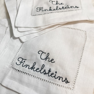 White embroidered Dinner Napkins - Set of Four by ConsciousCo