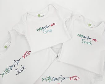 Boys Fish Embroidered Shirt. Saltwater Fish Shirt. Fish Shirt. Boy Summer Outfit. Boy Fish Outfit