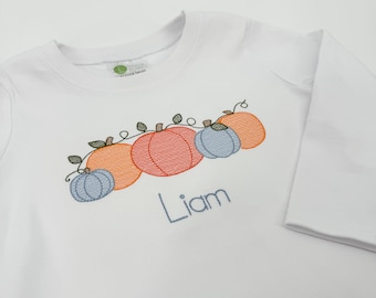 Boys Pumpkin Shirt / Embroidered Pumpkin Shirt / Baby pumpkin Romper / Pumpkin Patch
