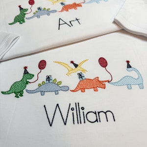 Dinosaur Shirt, Dino Party Shirt, Dinosaur party hat shirt, Birthday Shirt, Dinosaur Shirt, Embroidered Birthday shirt, Embroidered Dinosaur