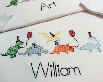 Dinosaur Shirt, Dino Party Shirt, Dinosaur party hat shirt, Birthday Shirt, Dinosaur Shirt, Embroidered Birthday shirt, Embroidered Dinosaur
