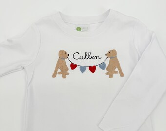 Boys Embroidered Dog Valentine Shirt