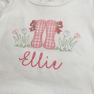 Girls Appliqué Rainboots Shirt / Spring Applique Shirt / Girls Summer Shirt / Girls Liberty Fabric Shirt