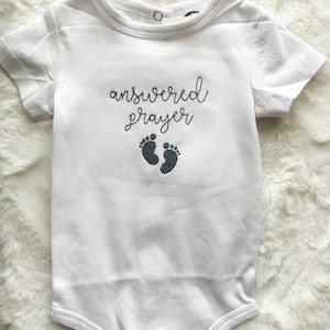 Answered Prayer Outfit , Rainbow Baby , New Baby Outfit , Baby Feet , Newborn  Outfit , Embroidered Baby Outfit