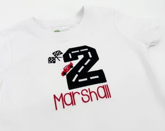 Appliquéd Boys Cars Birthday shirt