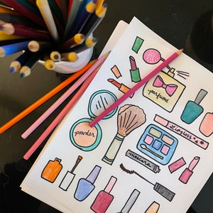 Girly Makeup Coloring Sheet