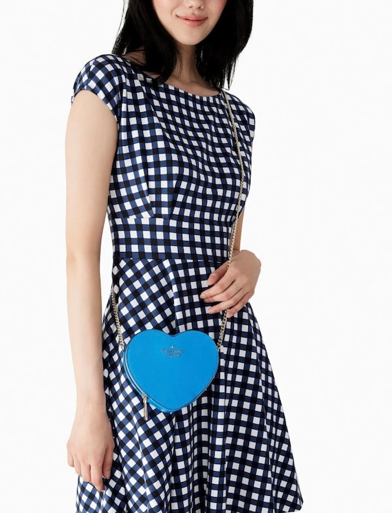 Kate Spade Love Shack Mini Heart Crossbody Chain Bag Blue 