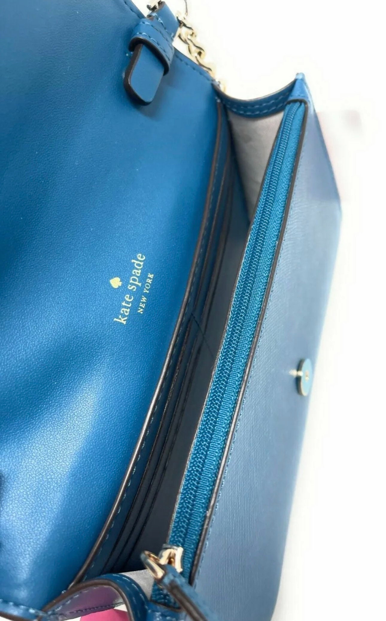 Kate Spade Staci Small Flap Chain Crossbody Blue Saffiano WLR00632