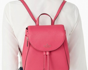 Kate Spade Leila Pink Rose Pebbled Leather Flap Backpack - Etsy